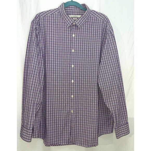 Perry Ellis Other - Perry Ellis Portfolio Slim Fit Shirt Long Sleeve Purple Plaid Men’s XXL 36/37